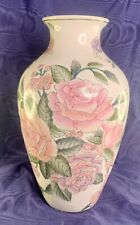 Vintage Toyo Porcelain Famille Rose Soft Pink Enameled Floral Flowers Vase picture