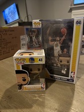 Stephen Steph Curry #04 + #43 Funko Pops + Panini NBA Prizm Card- 3 Items picture
