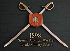 1898 Spanish-American War Era w/ Wall Display /Pair Spanish M1879  Toledo Sabers picture