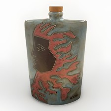Design by Mara Mexico Sun Moon Celestial Pottery Decanter Canteen Flask 11.5