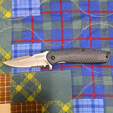 Kershaw Burst 1970ST Black/Silver Drop Point Combo SS Liner Assisted Clip picture