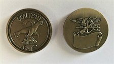 Navy SEAL Team Two Vintage Antique Bronze Challenge Coin HOOYAH  ST-2 NSWC BUD/S picture