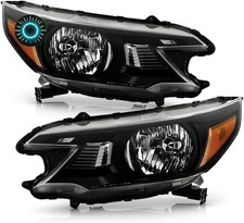 - for 2012-2014 Honda CR-V CRV Black Headlights Headlamps Assembly Pair Set Repl picture