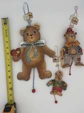 Käthe Wohlfahrt Lot of 3 Wooden Jumping Jack Bear Ornaments Germany Handpainted picture