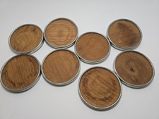 Vintage Royal Holland Pewter K.M.D. Tiel Wood & Pewter Coasters – Set of 8 –... picture