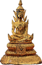 Antique Thai Rattanakosin Gilt Bronze Seated Buddha picture