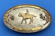 SALE    VTG Western American 1990 WTNPHC Paint Horse Lead One Trophy Belt Buckle picture