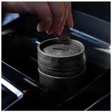 Handmade Charcoal Black Leather Money Box picture