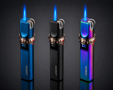 JOBON Windproof Jet Flame Torch Lighter Refillable Butane Metal Gift Box picture