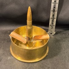 Vintage 1945 WWII Trench Art 105mm M14 Shell Casing Brass Ashtray Military Relic picture