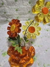 VTG 1960S LUCITE FLOWER ARRANGEMENT WITH BUTTERFLY picture