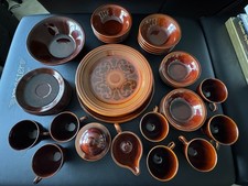 Vintage 1967 Homer Laughlin Sheffield Amberstone Dinnerware Set 44 Piece USA picture