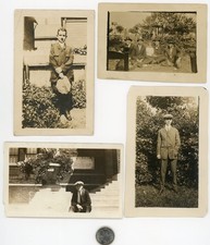 (4) Vintage photos 1910-25 / MEN Wearing HATS - Cabbie Caps FEDORAS Gangsta Lids picture