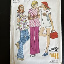 Vintage 70s Simplicity 6361 Maternity Top Pants or Shorts Sewing Pattern 10 CUT picture