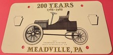 1788 1988 Meadville Pennsylvania License Plate 1901 Thompson Kantner picture