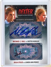 MICHAEL C. HALL/JULIA STILES 2015 BREYGENT DEXTER SEASON 5&6 DOUBLE AUTO CARD picture