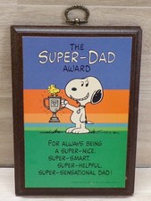 VTG 1965 SNOOPY WOODSTOCK PEANUTS CHARLIE BROWN SUPER DAD AWARD WALL PLAQUE  picture