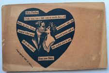 Antique 1907 D. Hillson Romantic Couple Kissing in Heart Messages Love Postcard picture