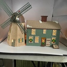 Dept 56 Snow Village Home Sweet Home House & Windmill 5126-8 1988 Ceramic Set picture
