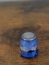 Rare Antique Aksel Holmsen Hand Painted Ocean Viking Thimble | .925 Silver picture