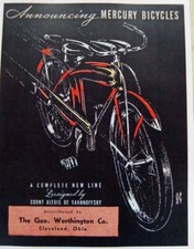 classic bicycle 1937 Mercury catalog of antique bikes including the POD BIKE picture