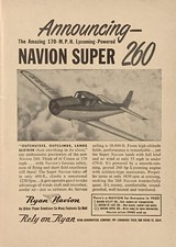 1950 Navion Super 260 Airplane PRINT AD Lycoming-Power Ryan Aeronautical VTG 50s picture