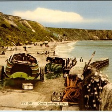 c1960s Filey Yorkshire Coble Landing Postcard Frith Fishing Boats Beach Ponies picture