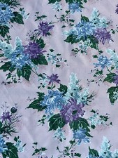 40’s Lavender Pink Chrysanthemums Hollywood Regency Barkcloth Era Vintage Fabric picture