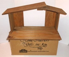 Homco Nativity Stable Barn #5104 DO Wooden Creche Manger w/ Box Excellent FR picture
