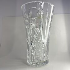 Vintage DePlomb 24% Lead Crystal Vase Floral Design 10 3/4