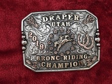 X~Treme Bronc Riding☆2019☆RODEO CHAMPION TROPHY BUCKLE☆Draper Utah☆Rare☆730 picture