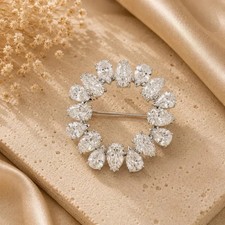 14k White Gold Plated 2.50Ct Pear Cut Diamond Women's Fancy Brooch Pin picture
