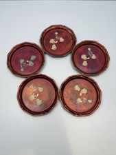 Vintage Maruni Occupied Japan Lacquerware Coaster/Dish Set – Set of 5 – 3.25” picture