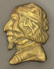 Vintage Brass “Whats On A Mans Mind” Optical Illusion Wall Plaque Sigmund Freud picture