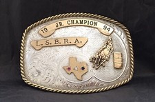 VTG 1994 LSBRA Lone Star Barrels Champion GIST Sterling OL TEXAS Trophy Buckle picture