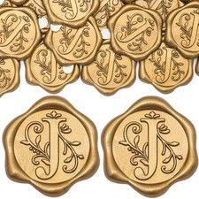 SWANGSA 50 Pack Letter J Wax Seal Stickers, Antique Gold Initial Alphabet Sel... picture