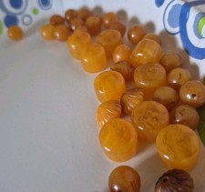 Vintage Butterscotch Egg Yolk Bakelite Loose Beads Lot 54 Grams Rosary Making picture