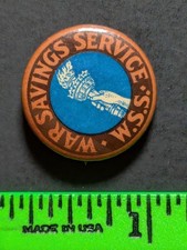 Vintage WSS War Savings Service Military Pinback Pin picture