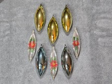 Vintage Jewelbrite Christmas Ornaments Diorama Teardrop Lot Of 8 picture