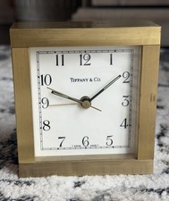 Vintage Tiffany & Co MCM Mid Century Brass Desk Executive Clock Quartz Works picture