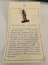 Vtg Boys Town Charity Enamel Pin He Ain't Heavy He's My Brother On Card picture