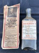 Antique GORDON'S medicine bottle w/ box Dallas, Texas Morphine Cocaine picture