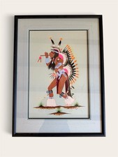 Vintage 1975 Danny Miller Native American Dancer Framed Artwork picture