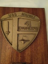 Vintage WW2 US Navy Plaque Midway 41 Engineers Aircraft Carrier Service Plaque  picture