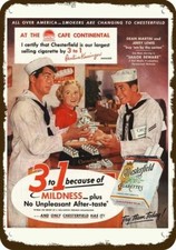 1952 Dean Martin & Jerry Lewis & Chesterfield Cigs DECORATIVE REPLICA METAL SIGN picture