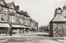 Sheringham Norfolk High Street Scene Clock Tower Shops People Vtg. Photo 19thC. picture