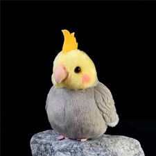 Lifelike Yellow Cockatiel Plush Toy 5.9in Parrot Keychain Pendant Bird Bag Decor picture