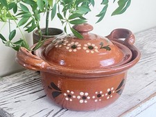 Vintage Mexican Clay Cookware Cook Safe Cazuela de Barro Redware Pot Hand Thrown picture