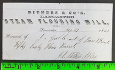 Vintage 1856 Steam Flouring Mill Lancaster PA Paper Order Slip picture