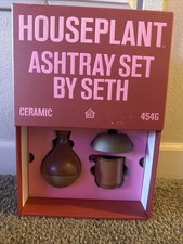Houseplant Ashtray Set by Seth Rogen Brick 3PC Ceramic Discontinued Box Complete picture